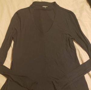 Express Black L/S Choker Neck Top
